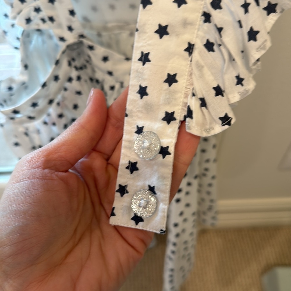 Pink Chicken White Dress with Navy star Pattern - Picture 3 of 4